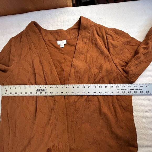 Pure Jill Womens Open Front Cardigan Jacket XL Rust Textured 100% Cotton Pockets - Picture 7 of 8